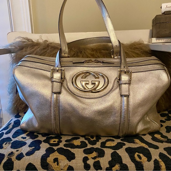 GUCCI Gold Leather Britt Boston Bag - Picture 4 of 17